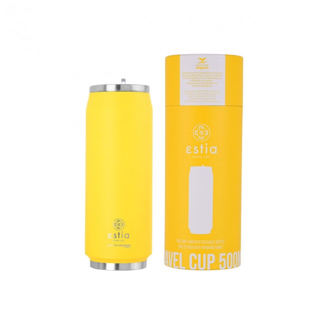 ESTIA ΘΕΡΜΟΣ TRAVEL CUP SAVE THE AEGEAN 500ml PINEAPPLE YELLOW