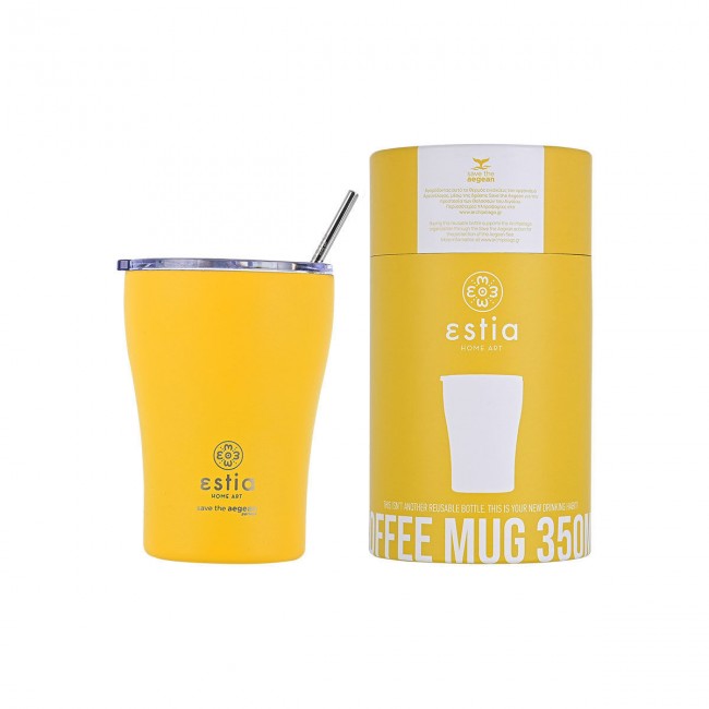 ESTIA ΘΕΡΜΟΣ COFFEE MUG SAVE THE AEGEAN 350ml PINEAPPLE YELLOW