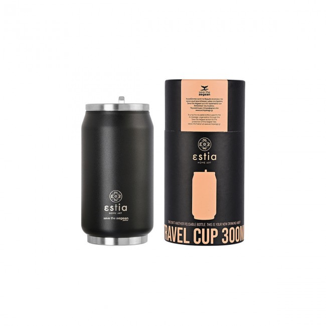 ESTIA ΘΕΡΜΟΣ TRAVEL CUP SAVE THE AEGEAN 300ml MIDNIGHT BLACK