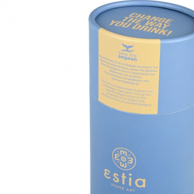 ESTIA ΘΕΡΜΟΣ FLASK LITE SAVE THE AEGEAN 500ml DENIM BLUE