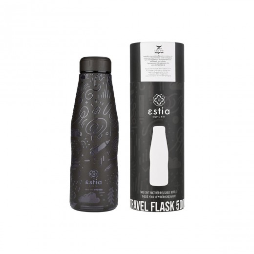 ESTIA ΘΕΡΜΟΣ TRAVEL FLASK SAVE THE AEGEAN 500ml NOIR ECHO