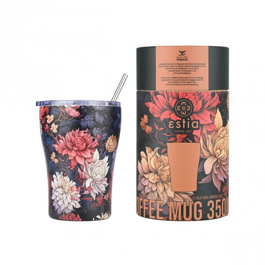 ESTIA ΘΕΡΜΟΣ COFFEE MUG SAVE THE AEGEAN 350ml MIDNIGHT BLOSSOM