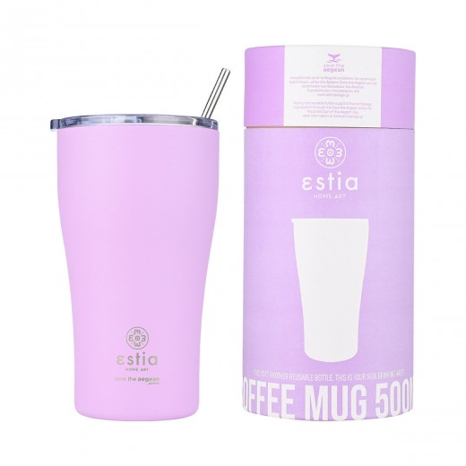 ESTIA ΘΕΡΜΟΣ COFFEE MUG SAVE THE AEGEAN 500ml LAVENDER PURPLE