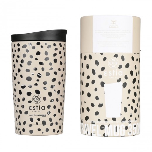 ESTIA ΘΕΡΜΟΣ TRAVEL MUG SAVE THE AEGEAN 350ml LEOPARD TAUPE