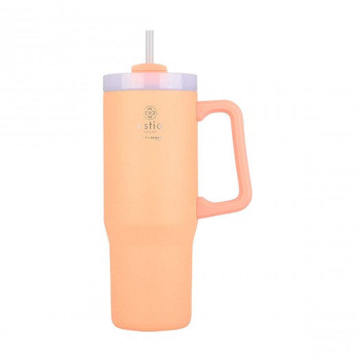 ESTIA ΘΕΡΜΟΣ STRAW TUMBLER XL SAVE THE AEGEAN 900ml PEACH FUZZ