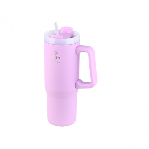 ESTIA ΘΕΡΜΟΣ STRAW TUMBLER XL SAVE THE AEGEAN 900ml LAVENDER PURPLE