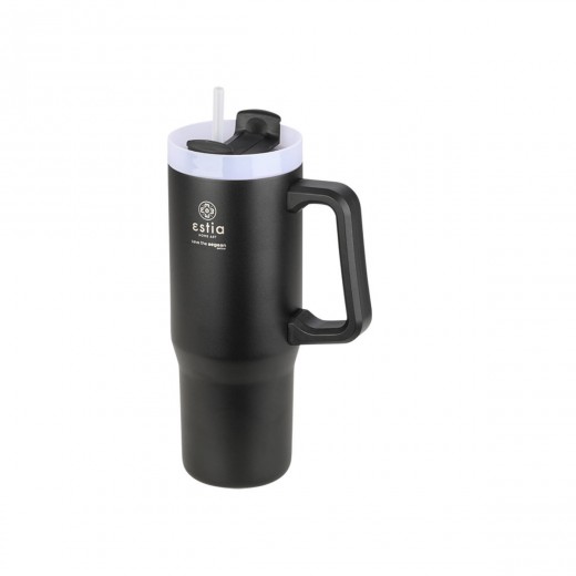 ESTIA ΘΕΡΜΟΣ STRAW TUMBLER XL SAVE THE AEGEAN 900ml MIDNIGHT BLACK