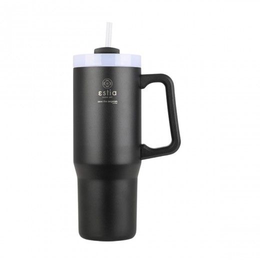 ESTIA ΘΕΡΜΟΣ STRAW TUMBLER XL SAVE THE AEGEAN 900ml MIDNIGHT BLACK