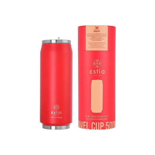 ESTIA ΘΕΡΜΟΣ TRAVEL CUP SAVE THE AEGEAN 500ml SCARLET RED