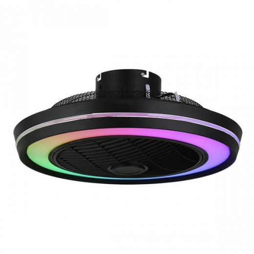 ΑΝΕΜΙΣΤΗΡΑΣ ΠΛΑΦΟΝΙΕΡΑ ΟΡΟΦΗΣ ΜΑΥΡΟΣ RGB Φ51 DC 20W EUROLAMP 300-25045