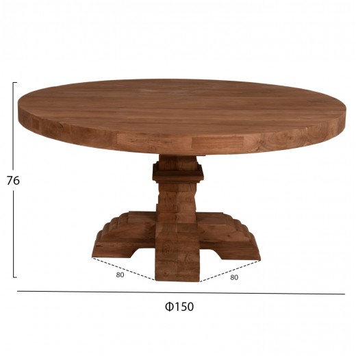ΤΡΑΠΕΖΙ ΣΤΡΟΓΓΥΛΟ PROVENCE HM9643 ΑΝΑΚΥΚΛ. ΤΕΑΚ ΞΥΛΟ ΣΚΑΛΙΣΤΟ ΠΟΔΙ-8εκ.ΕΠΙΦΑΝΕΙΑ Φ150x76Υεκ.