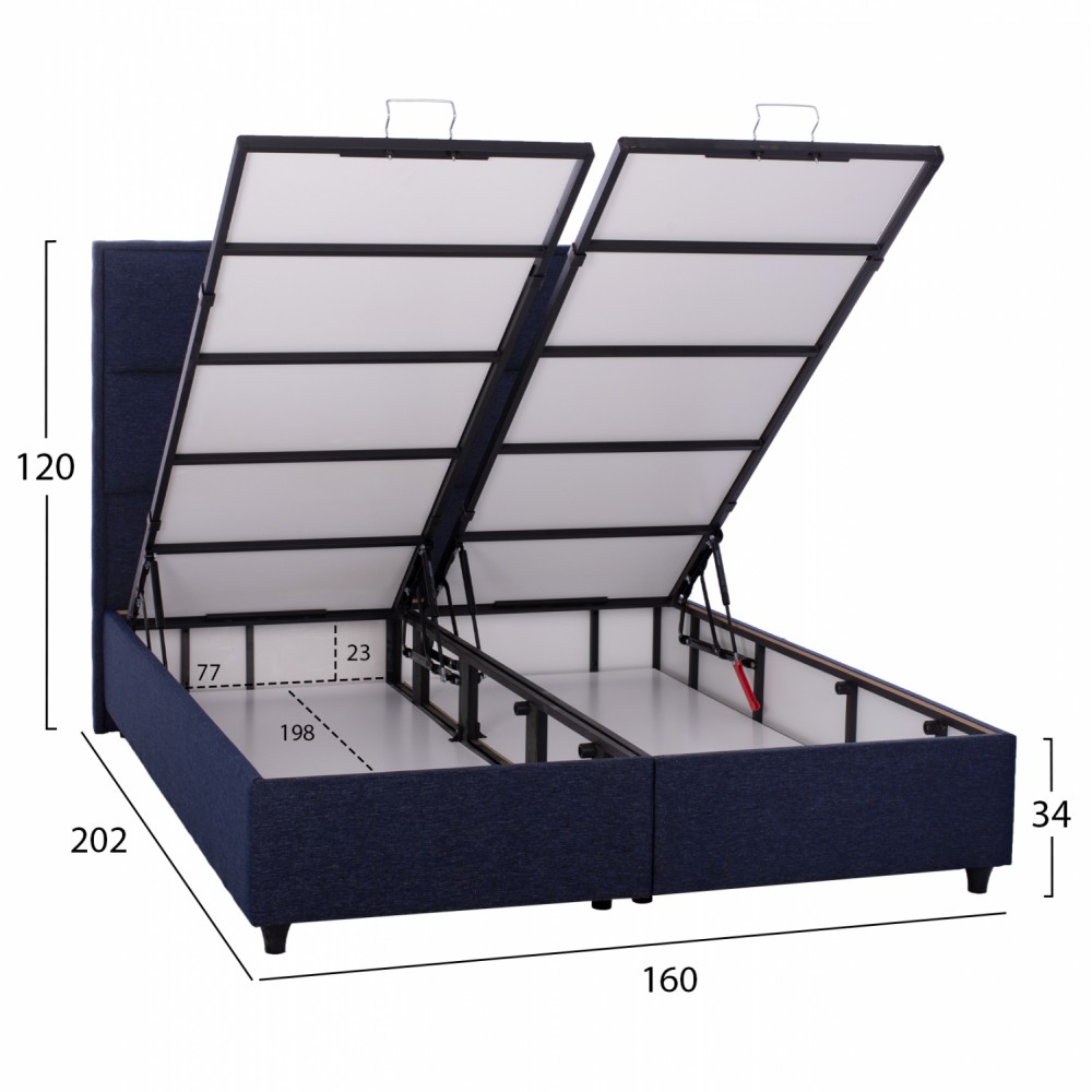 ΚΡΕΒΑΤΙ ALBA ΜΕ ΑΠΟΘΗΚΕΥΤΙΚΟ ΑΠΟ ΜΠΛΕ ΥΦΑΣΜΑ HM626.08 ΓΙΑ ΣΤΡΩΜΑ 160x200 εκ.