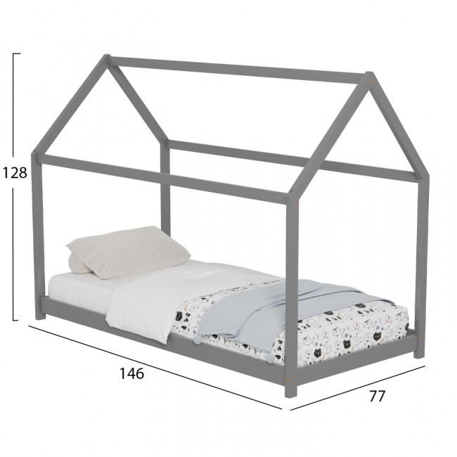 ΚΡΕΒΑΤΙ ΠΑΙΔΙΚΟ PEPE HM678.05 τ.MONTESSORI ΞΥΛΟ ΠΕΥΚΟ ΓΚΡΙ- 140x70εκ