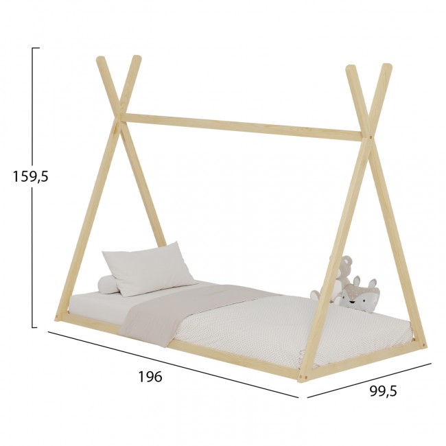 ΚΡΕΒΑΤΙ ΠΑΙΔΙΚΟ MUNK HM681.01 τ.MONTESSORI ΜΑΣΙΦ ΞΥΛΟ ΠΕΥΚΟΥ ΦΥΣΙΚΟ- 190x90εκ