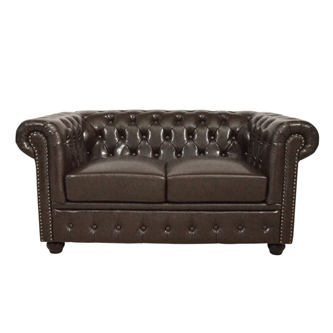 ΚΑΝΑΠΕΣ 2ΘΕΣΙΟΣ T.CHESTERFIELD HM3010.01 ΤΕΧΝΟΔΕΡΜΑ ΣΚΟΥΡΟ ΚΑΦΕ 155x90x73 εκ.