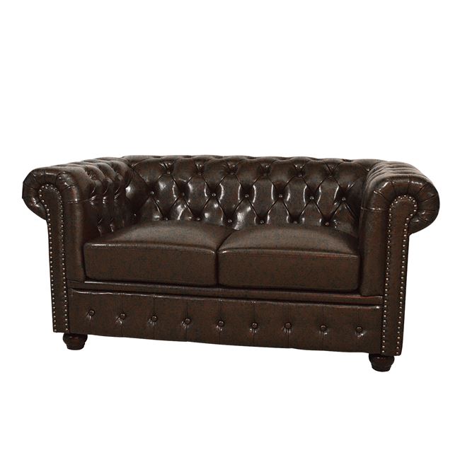 ΚΑΝΑΠΕΣ 2ΘΕΣΙΟΣ T.CHESTERFIELD HM3010.01 ΤΕΧΝΟΔΕΡΜΑ ΣΚΟΥΡΟ ΚΑΦΕ 155x90x73 εκ.