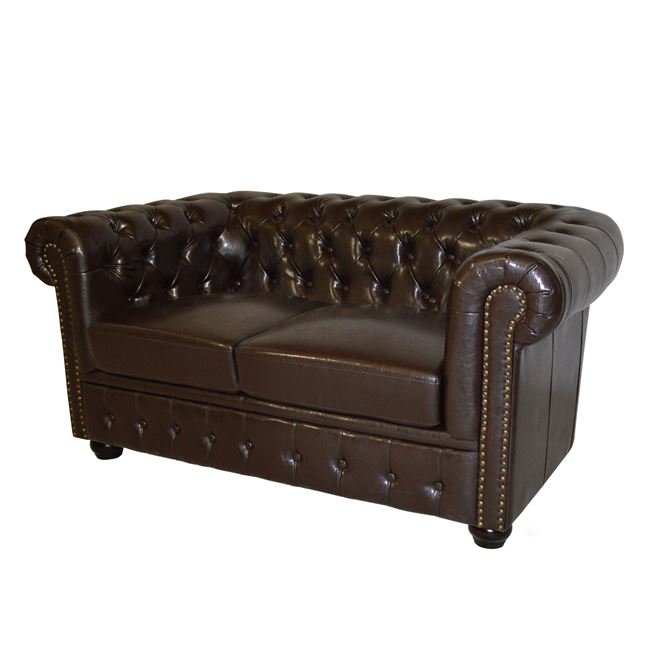 ΚΑΝΑΠΕΣ 2ΘΕΣΙΟΣ T.CHESTERFIELD HM3010.01 ΤΕΧΝΟΔΕΡΜΑ ΣΚΟΥΡΟ ΚΑΦΕ 155x90x73 εκ.