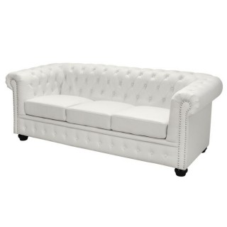 ΚΑΝΑΠΕΣ 3ΘΕΣΙΟΣ T.CHESTERFIELD HM3009.02 ΤΕΧΝΟΔΕΡΜΑ ΛΕΥΚΟ ΜΑΤ 208x90x73 εκ.