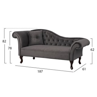 ΑΝΑΚΛΙΝΔΡΟ T.CHESTERFIELD ΓΚΡΙ ΒΕΛΟΥΔΟ NIOVI HM3007.10 ΑΡ.ΜΠΡΑΤΣO 189x61x84Yεκ.