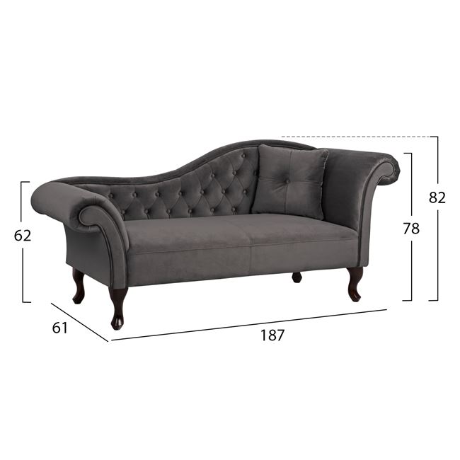 ΑΝΑΚΛΙΝΔΡΟ T.CHESTERFIELD ΓΚΡΙ ΒΕΛΟΥΔΟ NIOVI HM3008.10 ΔΕΞΙ ΜΠΡΑΤΣΟ 189x61x84Yεκ.