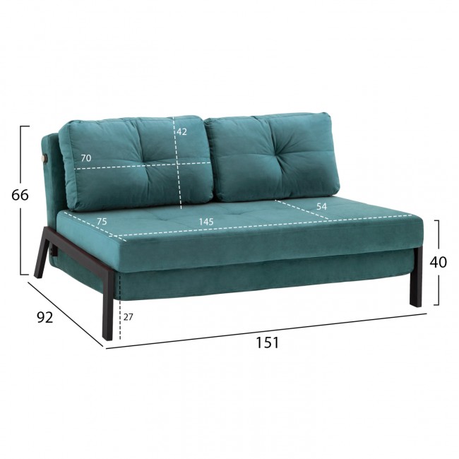 ΚΑΝΑΠΕΣ ΚΡΕΒΑΤΙ CONSTANCE HM3079.15 ΒΕΛΟΥΔΟ MENTA 2½ ΘΕΣΙΟΣ 151x92x66Υεκ.