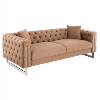 ΚΑΝΑΠΕΣ τ.CHESTERFIELD MOBAR HM3263.03 ΜΠΕΖ ΒΕΛΟΥΔΟ-ΜΕΤΑΛΛΙΚΑ ΠΟΔΙΑ 212x87x68Υεκ