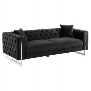 ΚΑΝΑΠΕΣ τ.CHESTERFIELD MOBAR HM3263.04 ΜΑΥΡΟ ΒΕΛΟΥΔΟ-ΜΕΤΑΛΛΙΚΑ ΠΟΔΙΑ 212x87x68Υεκ