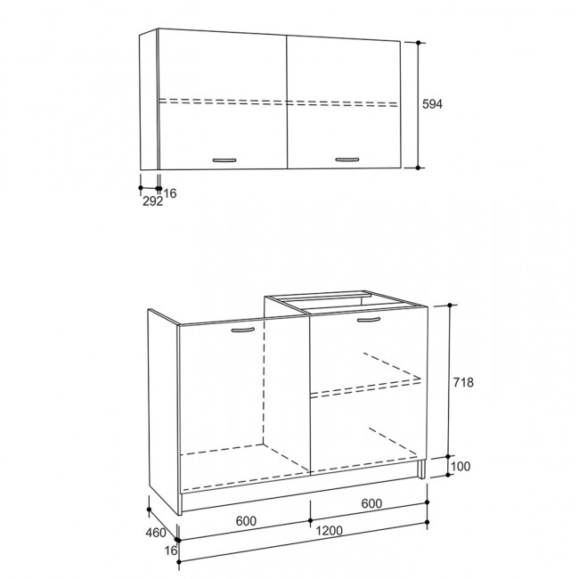 ΣΥΝΘΕΣΗ ΚΟΥΖΙΝΑΣ BLAINE ΜΕΛΑΜΙΝΗ ΓΚΡΙ HM2439.10 120x46-29,2εκ.