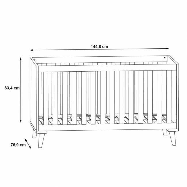 ΒΡΕΦΙΚΟ ΚΡΕΒΑΤΙ BAMBINI HM8841 ΑΝΟΙΧΤΟ ΓΚΡΙ ΦΥΣΙΚΟ 144,8 x76,9x83,4Υ εκ.