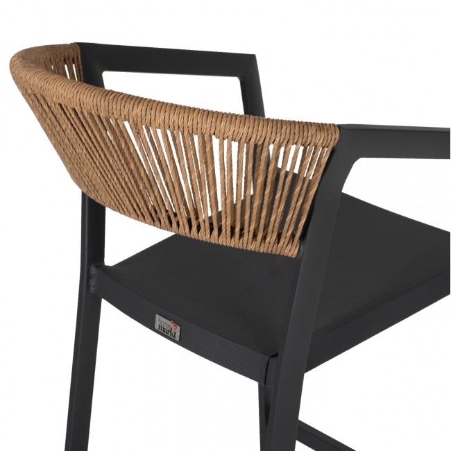 ΣΚΑΜΠΟ ΑΛΟΥΜΙΝΙΟΥ ΑΝΘΡΑΚΙ ΜΕ ΜΠΡΑΤΣΑ RATTAN & TEXTLINE 56x58x105Yεκ.HM5892.21