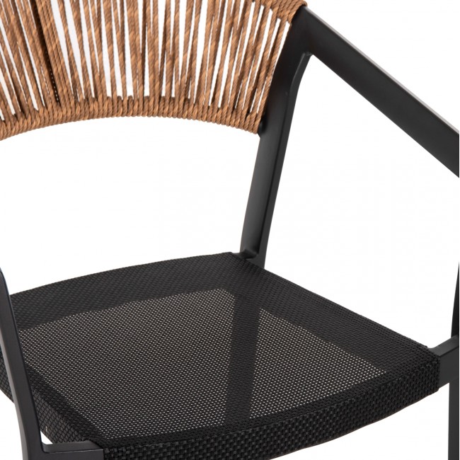 ΣΚΑΜΠΟ ΑΛΟΥΜΙΝΙΟΥ ΜΑΥΡΟ HM5892.35 ΜΕΣ. ΥΨΟΥΣ-ΜE RATTAN & TΕΧΤLINE 57x57x99,5Yεκ.