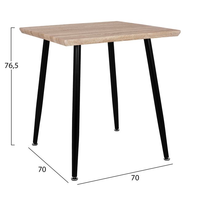 ΤΡΑΠΕΖΙ ΤΡΑΠΕΖΑΡΙΑΣ PALOMA HM8335.01, 70Χ70X76.5, SONOMA, ΜΑΥΡΑ ΠΟΔΙΑ