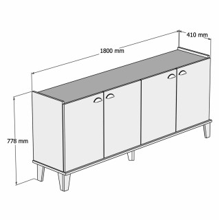 ΜΠΟΥΦΕΣ ΜΕΛΑΜΙΝΗΣ HM9045.01 NATURAL WOOD - ΜΑΥΡΟ ΜΑΡΜΑΡΟ 180x41x77,8Y εκ.