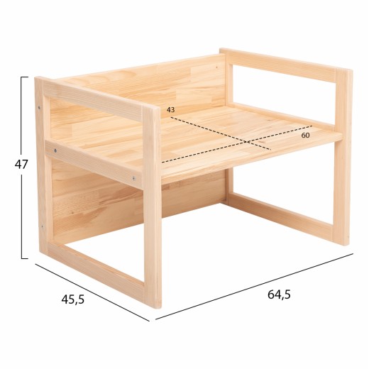 ΠΑΙΔΙΚΟ ΞΥΛΙΝΟ ΠΑΓΚΑΚΙ-ΤΡΑΠΕΖΙ MIKO HM9289 ΦΥΣΙΚΟ 64,5x45,x47Y εκ.