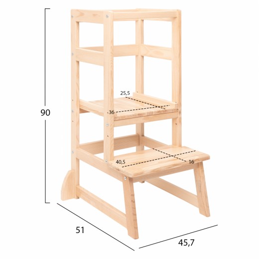 ΠΑΙΔΙΚΟΣ ΠΥΡΓΟΣ ΕΚΜΑΘΗΣΗΣ Τ.MONTESSORI ΞΥΛΙΝΟΣ MIKO HM9291 ΦΥΣΙΚΟ 45,7x51x90Y εκ.