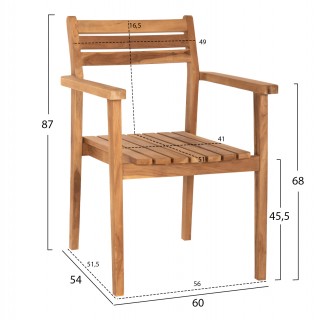 ΠΟΛΥΘΡΟΝΑ ERIETTA ΞΥΛΟ TEAK ΣΤΟΙΒΑΖΟΜΕΝΗ HM9534 ΣΕ ΦΥΣΙΚΟ ΧΡΩΜΑ 60x54x87Y εκ.