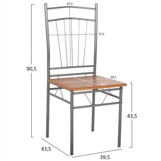 ΣΕΤ ΤΡΑΠΕΖΑΡΙΑΣ 5ΤΜΧ PEARY HM9416.02 ΜΕΤΑΛΛΟ ΑΣΗΜΙ-MDF ΣΟΝΑΜΑ 110x70x74Yεκ.