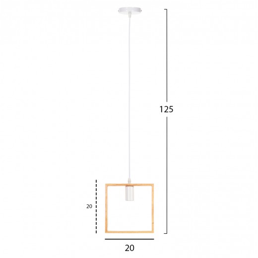 ΦΩΤΙΣΤΙΚΟ ΟΡΟΦΗΣ ΚΡΕΜΑΣΤΟ HM4071 ΞΥΛΙΝΟ TΕΤΡΑΓΩΝΟ ΚΑΠΕΛΟ-ΛΕΥΚΟ ΚΑΛΩΔΙΟ 20Χ125Υ