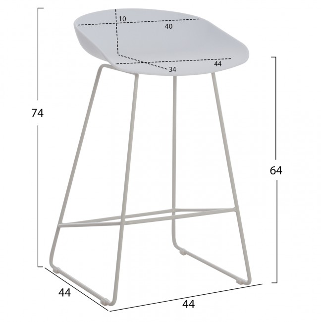 ΣΚΑΜΠΟ ΜΠΑΡ NAILA HM9299.01 ΛΕΥΚΟ ΜΕΣΑΙΟΥ ΥΨΟΥΣ 44x44x74Yεκ.