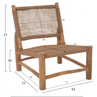 ΚΑΡΕΚΛΑ LONDER HM5986 ΞΥΛΟ TEAK ΣΕ ΦΥΣΙΚΟ ΚΑΙ ΣΥΝΘΕΤΙΚΟ RATTAN 63x77x77Υεκ.