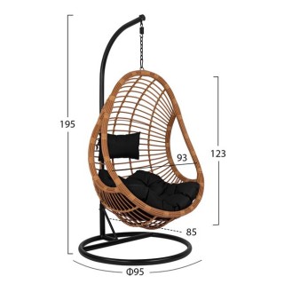 ΚΡΕΜΑΣΤΗ ΠΟΛΥΘΡΟΝΑ ΦΩΛΙΑ CALLIE HM5541.04 ΜΕ ΜΠΕΖ WICKER & ΜΑΥΡΑ ΜΑΞΙΛΑΡΙΑ Φ105Χ195Υ εκ.