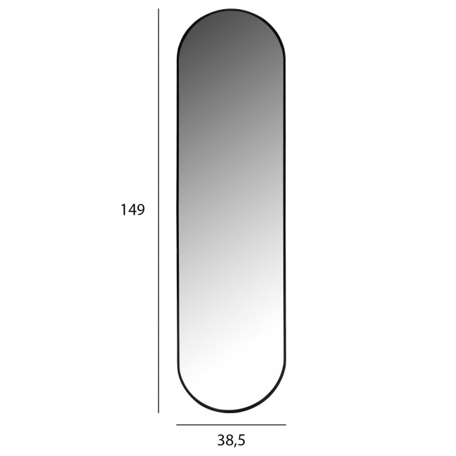 ΚΑΘΡΕΠΤΗΣ ΤΟΙΧΟΥ HM9581.01 ΨΗΛΟΣ ΟΒΑΛ ΣΚΕΛΕΤΟΣ ΑΛΟΥΜΙΝΙΟΥ ΜΑΥΡΟΣ 38,5x4x149Υεκ.