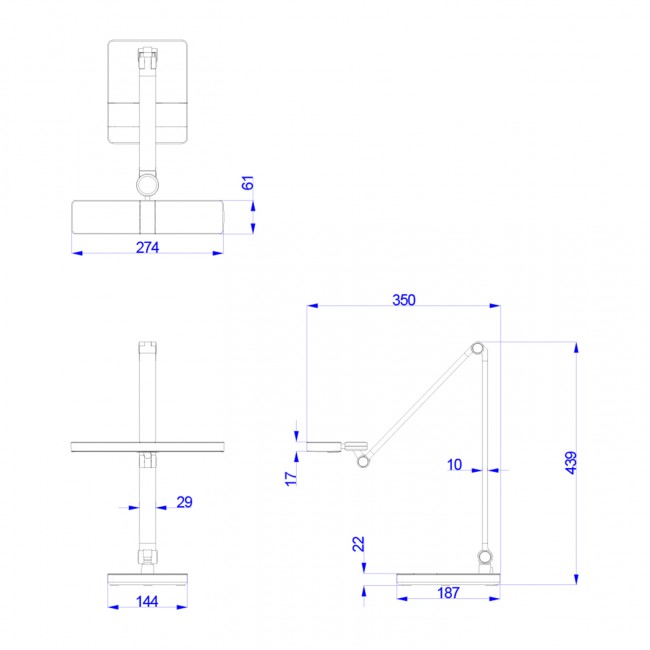 ΦΩΤΙΣΤΙΚΟ ΓΡΑΦΕΙΟΥ LED BLAIN PRO HM4461.02 ΜΑΥΡΟ ΜΑΤ ABS 35x43,9Υεκ.