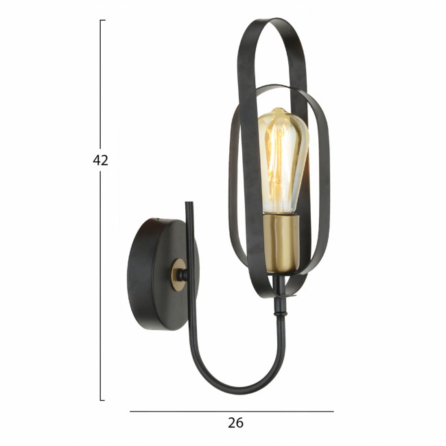 ΑΠΛΙΚΑ ΤΟΙΧΟΥ ΜΕΤΑΛΛΙΚΗ ΜΑΥΡΗ HM7443.01  26x13x42cm