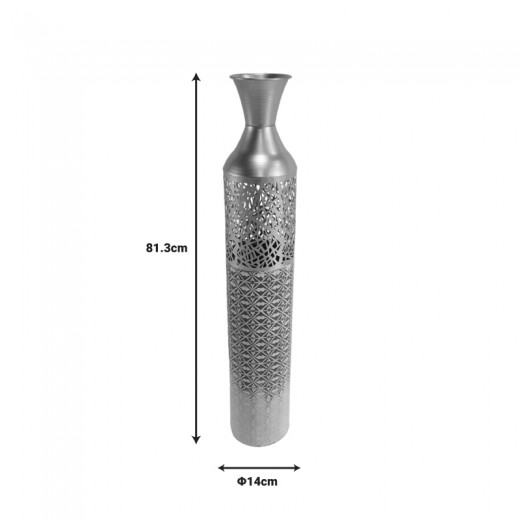 Διακοσμητικό βάζο δαπέδου Waka Inart μέταλλο σε χρυσή, γκρι και λευκή απόχρωση Φ14x81.3εκ
