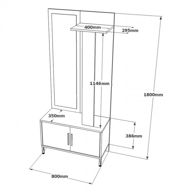 Έπιπλο εισόδου Bridger pakoworld μαύρο-καρυδί 80x35x180εκ