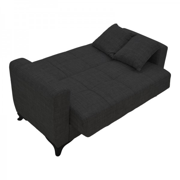 Καναπές-κρεβάτι με αποθηκευτικό χώρο διθέσιος Modestο pakoworld μαύρο ύφασμα 155x85x80εκ