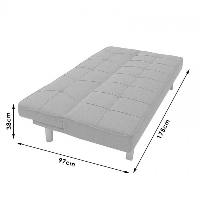 Καναπές-κρεβάτι Travis pakoworld 3θέσιος με ύφασμα γκρι 175x83x74εκ