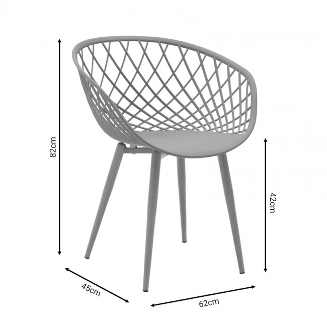 Καρέκλα Ezra pakoworld λευκό pp-πόδι φυσικό μέταλλο 62x42x82εκ