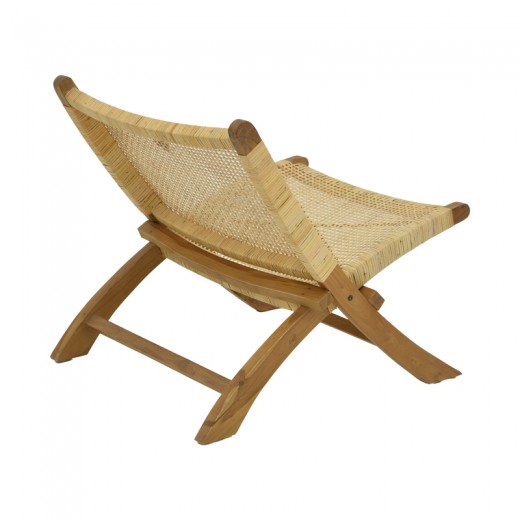 Πολυθρόνα Jerenze pakoworld φυσικό teak ξύλο-φυσικό rattan 65x78x68εκ